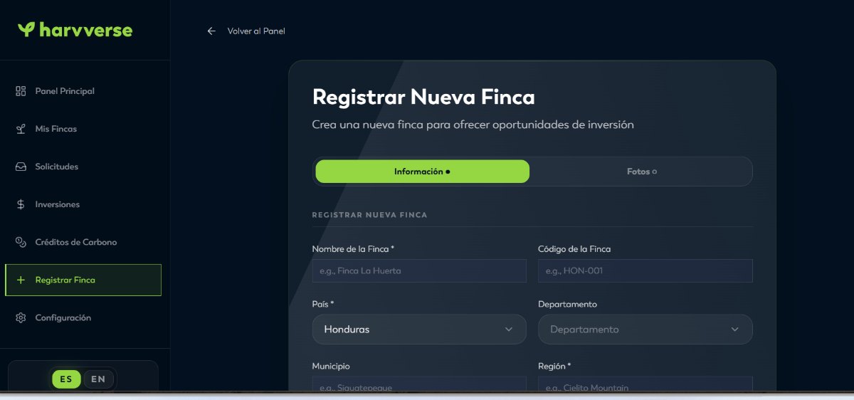 Formulario de registro de finca con mapa y datos agronómicos